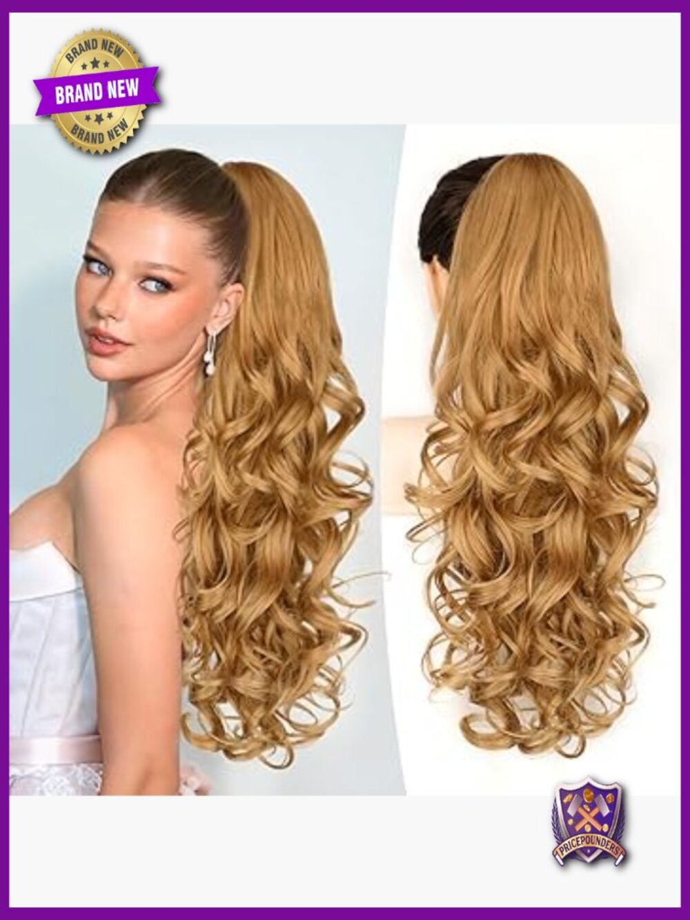24 Inch Curly Wavy Ponytail Extension Claw Clip Hairpiece for Women
